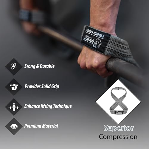 Figure 8 Lifting Strap- Strongman 10-14" Deadlift Straps- True Grip Support & Heavy Duty Wrist Straps for Weightlifting Women Men- Hand Straps for Weight Lifting Figure 8 Straps for Gym Workout - color: Gray/Black, size: Medium 12" -7.25" Wrist or Bigger