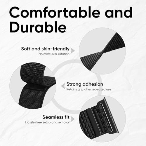 Arm/Ankle Band Compatible with Apple Watch 38mm 40mm 41mm 42mm 44mm 45mm 46mm 49mm for Women Men, Adjustable and Breathable Nylon Armband/Ankle Strap for iWatch SE3 2 1 Ultra Ultra2 Ultra3 Series 11 10 9 8 7 6 5 4 3 2 1 - color: Standard (Black), size: 38
