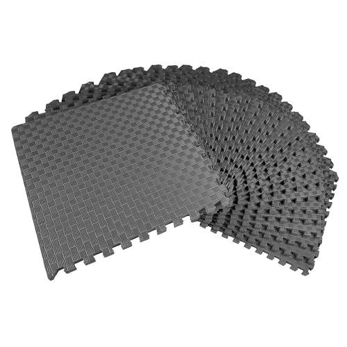 BalanceFrom 1" Extra Thick Puzzle Exercise Mat with EVA Foam Interlocking Tiles for MMA, Exercise, Gymnastics and Home Gym Protective Flooring, 72 Square Feet (Gray) | Tiles for Home Gym, Mat for Home Workout Equipment, Floor Padding for Kids, Gray, 24 in