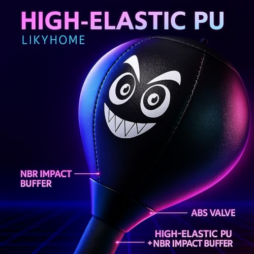 Desktop Punching Bag with Strong Suction Cup - Stress Relief Boxing Bag for Office Desk & Home - Heavy Duty Reflex Ball Set with Pump - Funny Gag Gifts for Boss, Men, Kids & Coworkers