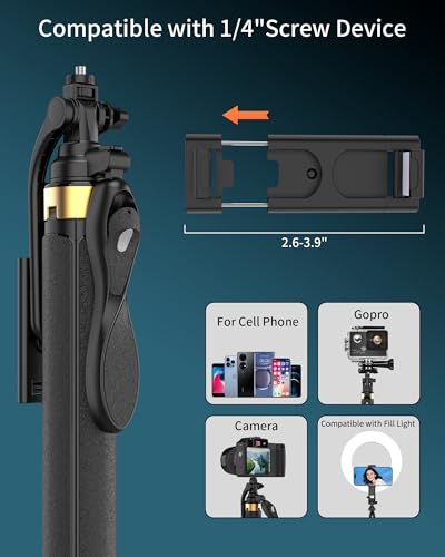 71" Phone Stand Selfie Stick,Cell Phone Tripod with Wireless Remote, iPhone Quadpod Stand,Selfie Stick Tripod for iPhone Compatible with All Cell Phones,Camera - size: 71" Selfie Stick with Wireless Remote