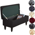 ANWUCHEN Rectangle Ottoman Cover - Stretch Storage Slipcover With Elastic Bands and Ties, Removable Bench Cover, Jacquard Folding, Black Large - color: Black, size: 50"D x 16"W x 15"H