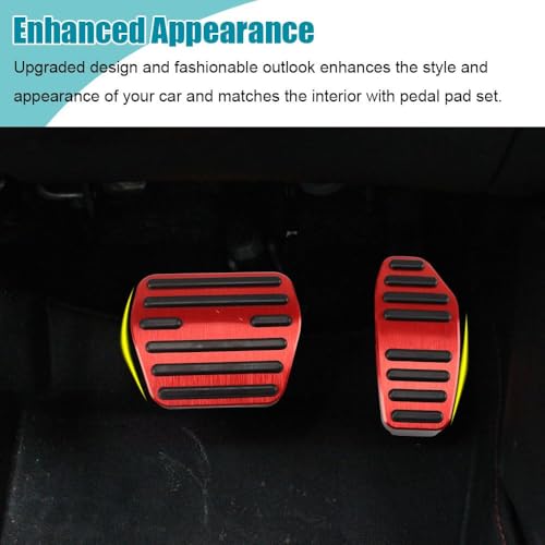 LEXLEY,with Kicks Logo 2PCS Anti-Slip Aluminum Brake Gas Pedal Pads,Auto No Drilling Accelerator Pedal Covers Only for Nissan 2018-2025 Kicks-RED - color: RED