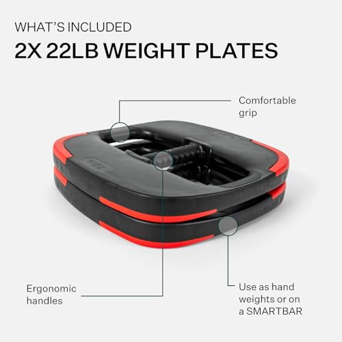 Les Mills™ Dual Purpose Ergonomic Exercise Weight Plates for Total Body Workouts - size: 22 lbs Weight Pair