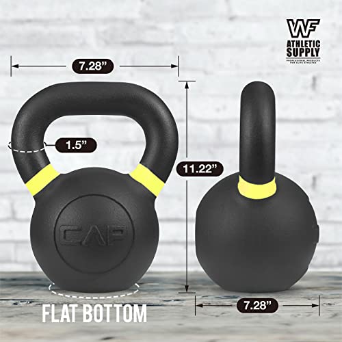 WF Athletic Supply Powder Coated Kettlebells, Black Matte Kettlebell Weights for Strength Training, Conditioning and Functional Fitness, LB and KG Markings - color: d. 35 LB
