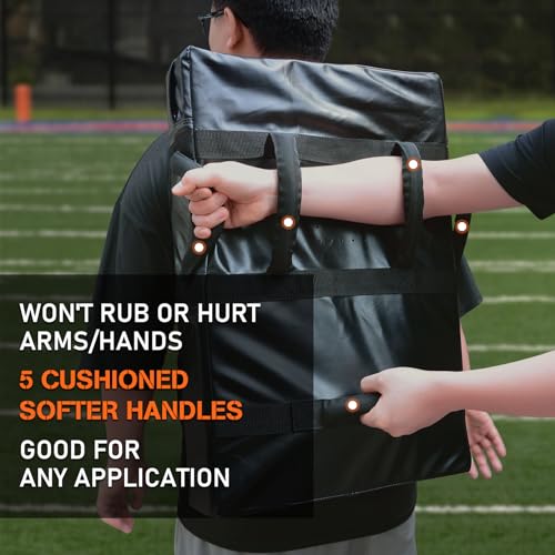 Hikeen Football Blocking Pad Training Equipment Denser Softer Foam Kick Pads for Football, Basketball, Hockey, Lacrosse Tackle Dummy - 24"x16" Kick Shield Pad with Handles (1PCS) - style: 1PCS 24"x16" Blocking Pad