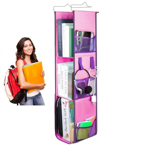 Locker Organizer with Hooks & Shelf, Unibody Steel Frame for Sag-Free Use in School, Gym, Work, Adjustable Storage Solution for Full/Half Lockers (PURPLE)