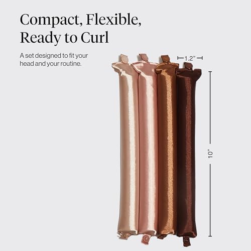 Kitsch Satin Jumbo Flexi Rods, Heatless Curling Rods - No Heat Curls Overnight, Comfortable Hair Curlers to Sleep In for Frizz-Free and No Heat Damage Styling - 4pcs, Rosewood - color: Rosewood, size: 1 Count (Pack of 4)