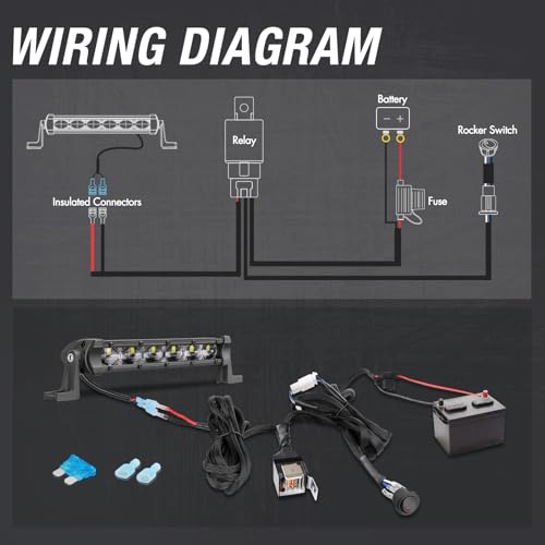 Wiring Harness 1 Lead, ACEC SHOP Light Bar Wiring Harness 12V 40A Rocker Switch Relay Fuse Nylon Wiring Harness Kit for Light Bars Work Lights Fog Lights Rock Lights for Truck UTV ATV Car Boat - style: 1 Lead
