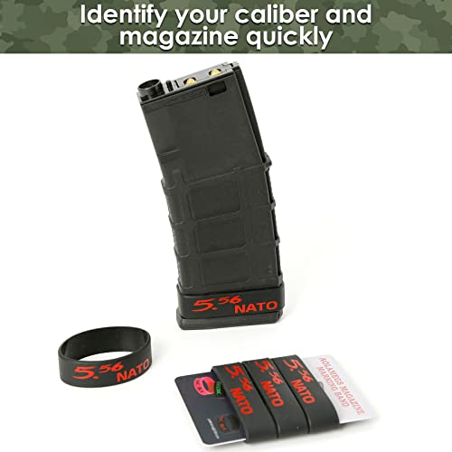 Aolamegs 5/10 Pack Magazine Bands - 5.56 Nato, 300 Blackout, 300 Subsonic, .223 Remington, .308 Winchester, 7.62x39 Magazine Marking Band, Durable Silicone Ammo Caliber Bands for Magazine Identification (2 Colors) - color: 5.56nato-blackred(10pcs)
