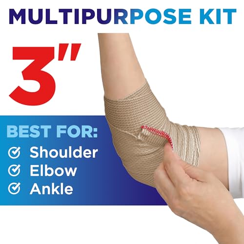 High-Performance Elastic Bandage Wrap - 6 Pack (2x2in, 2x3in, 2x4in) - Self-Closing Strong Compression Bandage Wrap for Leg, Ankles, Wrists, and Knees - for First Aid Kit and After Surgery Recovery - size: 6 Pack, style: Mix 6pk