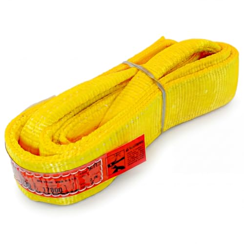 DD Sling 3 Inch x 8 Foot Nylon Lifting Sling – USA Made, 8,900 lb Vertical, 7,200 lb Choker, 17,800 lb Basket – 2-Ply Heavy Duty 900 Webbing, Type 4 Twisted Eye & Eye Rigging Sling - size: 3" x 8'