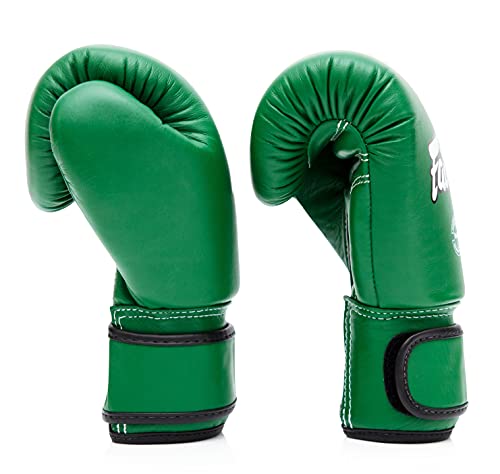 Fairtex BGV16 Leather Compact Muay Thai Boxing Gloves - color: Forest Green, size: 16 oz