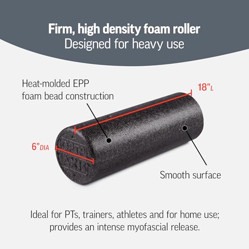 OPTP Black AXIS Firm Density 18" x 6" Foam Roller (AXR186) - color: Black - 18" X 6" Round