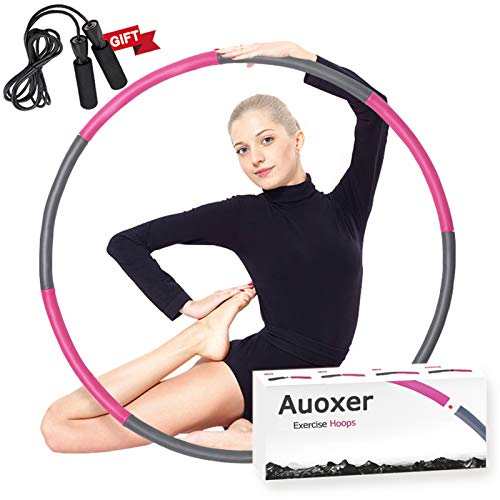 Auoxer Fitness Exercise Weighted hoops, Lose Weight Fast by Fun Way to Workout, Fat Burning Healthy Model Sports Life, Detachable and Size Adjustable Design - color: Fuchsia