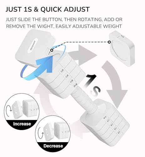 5-in-1 Adjustable Dumbbell Set for Women Men 10 lb Each | Dumbbells Set of 2, Free Weight Set at Home Gym, Locking/TPU Soft Handle for Exercise & Muscle Toning Weight Loss - color: White
