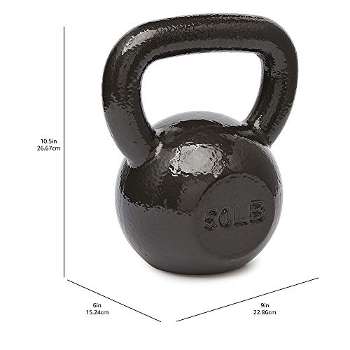 Amazon Basics Cast Iron Kettlebell for Strength Training, Textured Wide Handle, Black