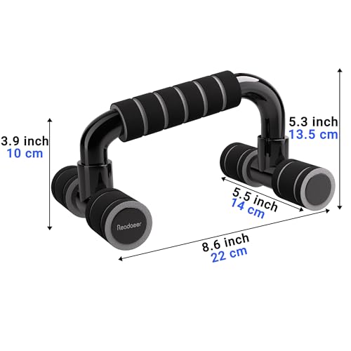 READAEER Push Up Bars Gym Exercise Equipment Fitness 1 Pair Pushup Handles with Cushioned Foam Grip and Non-Slip Sturdy Structure Push Up Bars for Men & Women - color: Gray