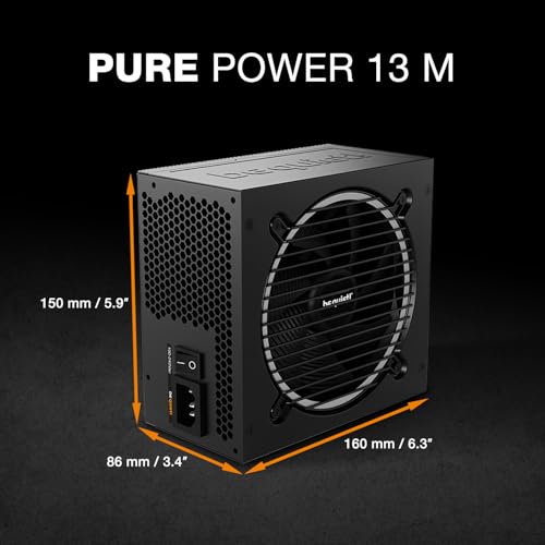 be quiet! Pure Power 13 M 850W Power Supply, 80 Plus® Gold Certification, ATX 3.1 PSU, Support for PCIe 5.1 GPUs, semi-Passive 120mm be quiet! Fan, LLC Technology, Single Rail, for Overclocked GPUs - size: 850W, style: 13 M (2025)