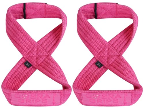 Deadlift Straps Figure 8 Loop Lifting Straps The #1 Choice for Power Lifters weightlifters workout Enthusiasts - color: Pink, size: 60 cm Up to 6.0" Wrist Circumference