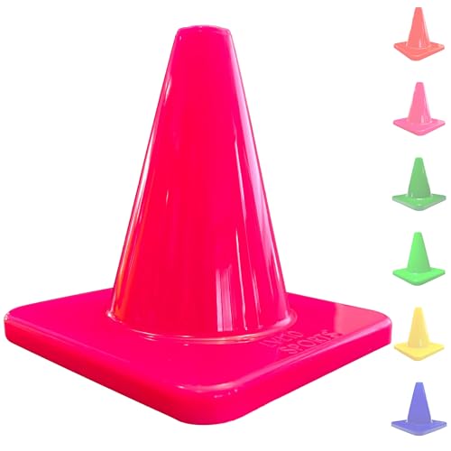LVL10 Pro Training Cones - 6" Soccer Training Cones for Sports - for Basketball, Football, Basketball and Agility Drills - Soccer Field Markers that Won't Crack, Slide or Fly - color: Pink, style: 12 Pack