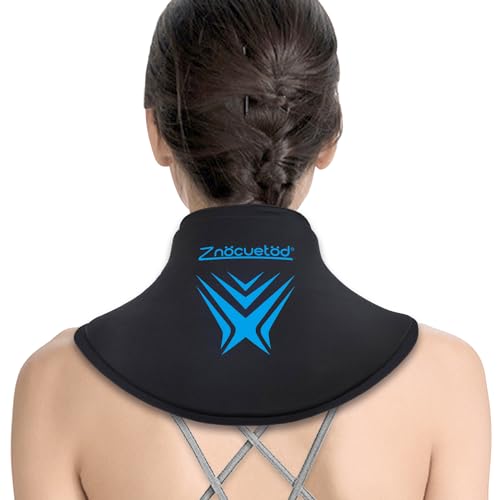 Neck Ice Pack Wrap Reusable Gel Ice Packs for Cervical Injuries Pain Relief, Flexible Cold Hot Compress Therapy for Shoulder Swelling, Bruises, Stiff Neck, Migraine, Surgery Recovery Gift Women Men - style: Neck-Black