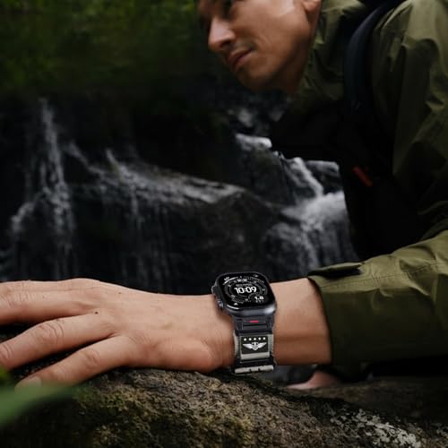 Rugged Nylon Band for Apple Watch Ultra 3/2/1 Series 11 10 9 8 7 6 5 4 SE/3/2/1 for Men,Breathable Stars-Stripes Flag Wristband Workout Athletic Strap for iWatch Ultra Bands 49mm 46mm 45mm 44mm 42mm - color: 05-Gray-Metal adapter, size: 49/46/45/44/42MM(S