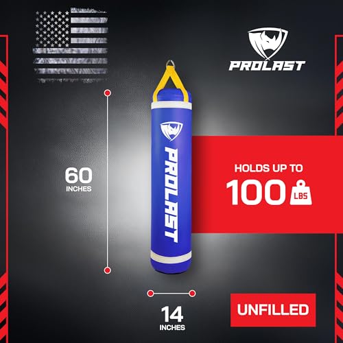Heavy Punching Kicking Bag for Adults, Boxing, MMA, Martial Arts, Muay Thai, Strength Training Equipment, Filled, 5ft, 100 lbs, Vertical Logo - color: Blue, size: Unfilled