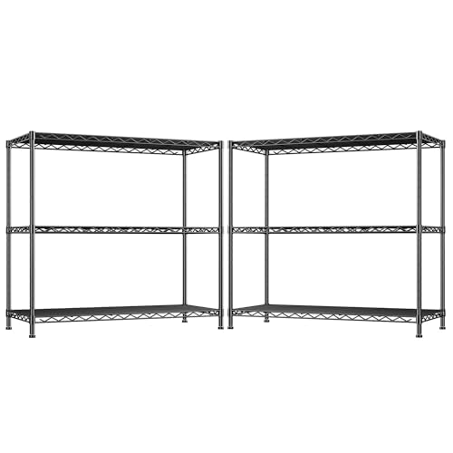 3- Shelf Metal Shelving Unit 35.6Wx14Dx36H,Adjustable Storage Shelves Heavy Duty Garage Steel Shelving for Office,Wire Rack Small Shelf for Kitchen Shelves Laundry Bathroom Pantry Closet Black,2pc - size: Black-35.6"Wx14"Dx36"H（2P）