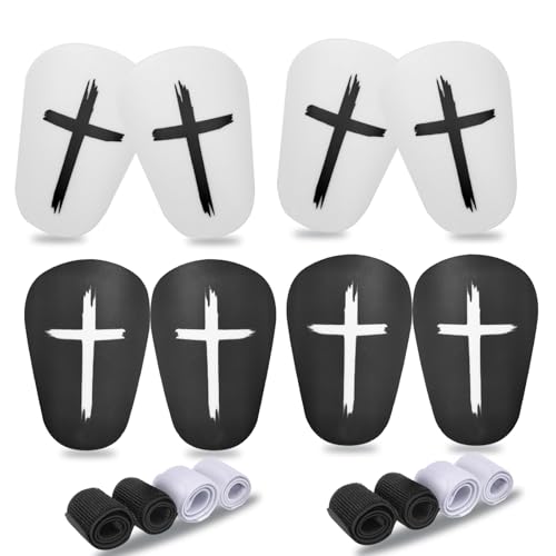 Mini Shin Guards Soccer Age 4-6, Small Protective Gear with Fixed Straps | 2/4 Pairs Tiny Cross printed design Shin Pads Extra Small Protective Equipment Calf Protective Gear for Kids Boy girls Player - color: White+Black-4pairs, size: X-Small