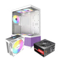 Raidmax i802 Vibe Series ATX Mid Tower Gaming Case Bundle – Tempered Glass Side Panel, Includes 700W 80+ Power Supply, AM1204 Digital Display Air Cooler, and 5 Pre-Installed FRGB Fans (Purple) - color: Purple