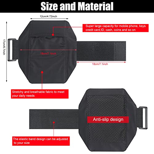 Jadive 2 Packs Cell Phone Leg Straps Leg Phone Holder Arm Smartphone Band Non Slip Ankle Wallet Calf Straps Adjustable Arm Pouch for Women Men Running Hiking Equestrian Motorcycle(Black)
