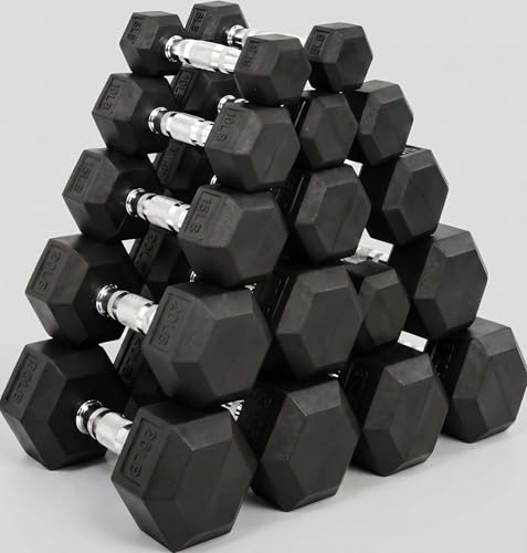 5-100 lb Rubber Hex Dumbbell Set - size: 550 lb