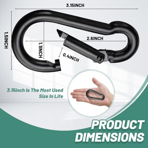 Pixel Panda Heavy Duty Carabiner 1000lbs for Gym & Outdoor - color: 4pcs-3.15inch Black