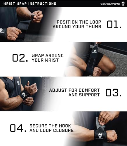 Gymreapers Weightlifting Wrist Wraps (IPF Approved) Professional Quality Wrist Support with Heavy Duty Thumb Loop - Best Wrap for Powerlifting Competition, Strength Training, Bodybuilding - color: Navy