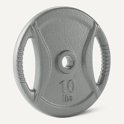 Amazon Basics 1-Inch Grip Weight Plates, Cast Iron, Strength Training, Home Gym - size: 10 lb, 4pc, 1"