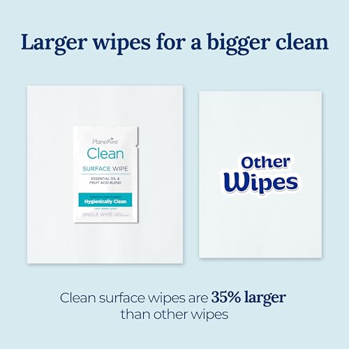 Clean Wipes | Surface Cleaning Wipes | Individually Wrapped Travel Wipes | All Purpose Cleaning Wipes | Airplane Travel Essentials | Travel Cleaning Supplies | On the Go | Essential Oils | 2 Pack - size: 1 Count (Pack of 2)