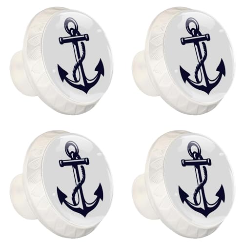 4 Pack White Cabinet Knobs, Anchor Drawer Handles for Cabinets, Dresser, Cupboard, Bathroom, Bedroom, Kitchen Hardware Closet Door Knob - color: Anchor