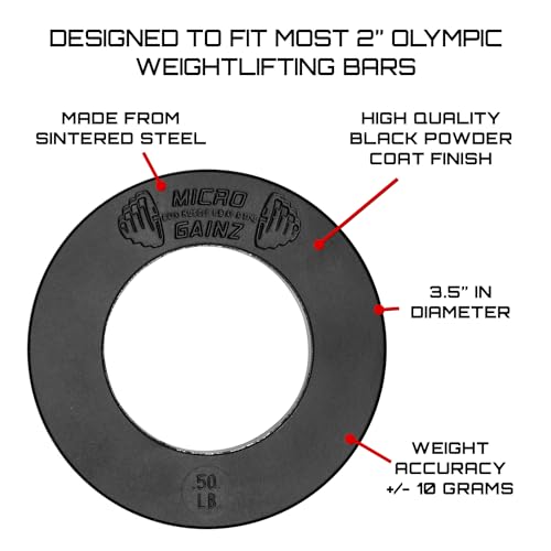 Micro Gainz Olympic Fractional Weight Plates, 8-Piece .50LB Plates, w/Bag