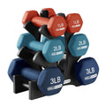 HolaHatha 1, 2 and 3 lb Neoprene Dumbbell Strength Training Weight Set with Rack - color: Blue/Red, size: 12 LB