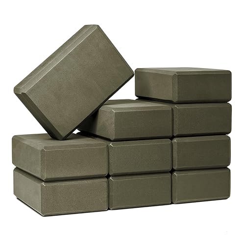 3 in Foam Bulk Yoga Blocks, 10 Pack - color: Olive Green