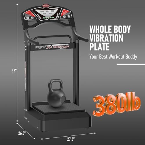 Vibration Plate Exercise Machine with Handles, Full Body Vibration Platform for Home Workout, 99 Speed Levels, Anti-Slip Fitness Machine for Balance, Muscle Toning & Low-Impact Training