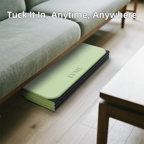 LVME Foldable Yoga Mat, 71"x24"x1/3" Thick, Non Slip Exercise Mat | SGS Certified POE, Fitness Travel Mat, Easy To Store, Foldable for Exercise, Yoga, Pilates, Home Workouts - color: Green+Black