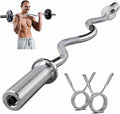 47" Olympic EZ Curl Bar for 2-inch Plates - Ez Bar - Ez Barbell Curl Bar for Weight Lifting Bicep,Hip Thrusts,Squat, with 2 Spring Collars
