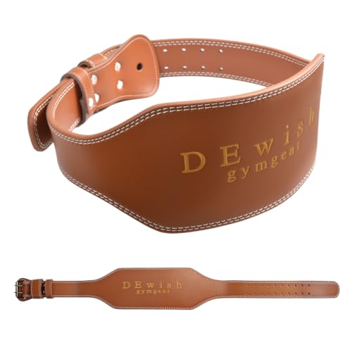 Leather Weightlifting Belt, 10 Adjustable Holes, 4”Width, Double Prong Power Belt for Gym Bodybuilding, weightlifting, powerlifting, squats and deadlifts - color: 6-Inch Brown, size: 33"-36"