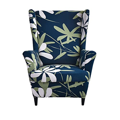 NILUOH Wingback Chair Slipcover 2-Piece Stretch Wingback Chair Sofa Slipcover Armchair Cover Printed Furniture Protector Couch Soft with Elastic Bottom for Living Room, 02 - color: 2