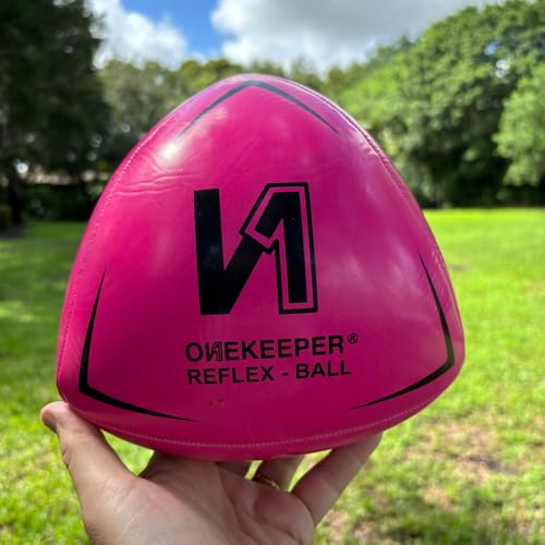 ONEKEEPER Soccer Reflex & Reaction Ball - White, Orange, Blue, Pink, and Fluo Yellow, Agility and Coordination Training for Kids and Juniors (Pump Not Included) - color: Pink