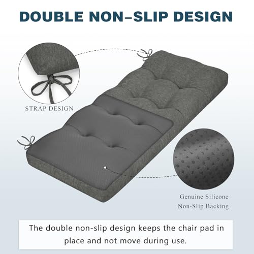 baibu 40 Inch Memory Foam Bench Cushion, Dual-Layer Patent Design Non-Slip Indoor Bench Cushion with Ties, 40x15x3Inch, Dark Grey - color: Dark Grey, size: 40x15x3 Inch (Pack of 1)
