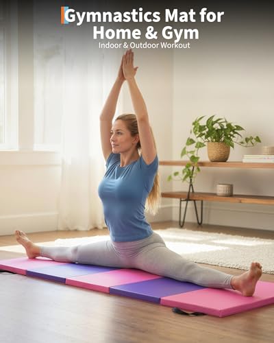 Gymnastics Mat, 6.2x2.6 Ft Five-fold 2-Inch Thick, For Yoga & Pilates
