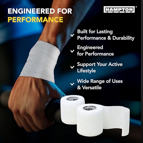 Hampton Adams | As Seen on Shark Tank | Self Adhesive Bandage Wrap (14-Pack) | 15ft | Pet Safe | Breathable Athletic Elastic Cohesive Bandage for Sports Injury Ankle Knee Wrist sprains (White) - color: White